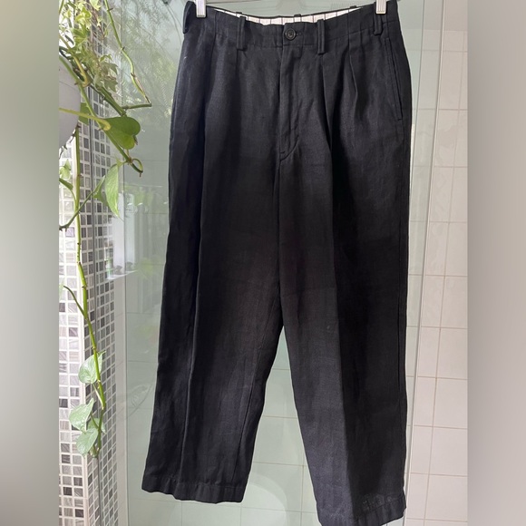 Atelier Gorsch Wide Black Linen Pants - Picture 1 of 10